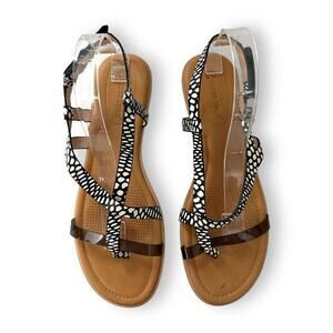 Corso Como Sandals Blessia Leather Thong Slingback Smoke Black White Womens 11M